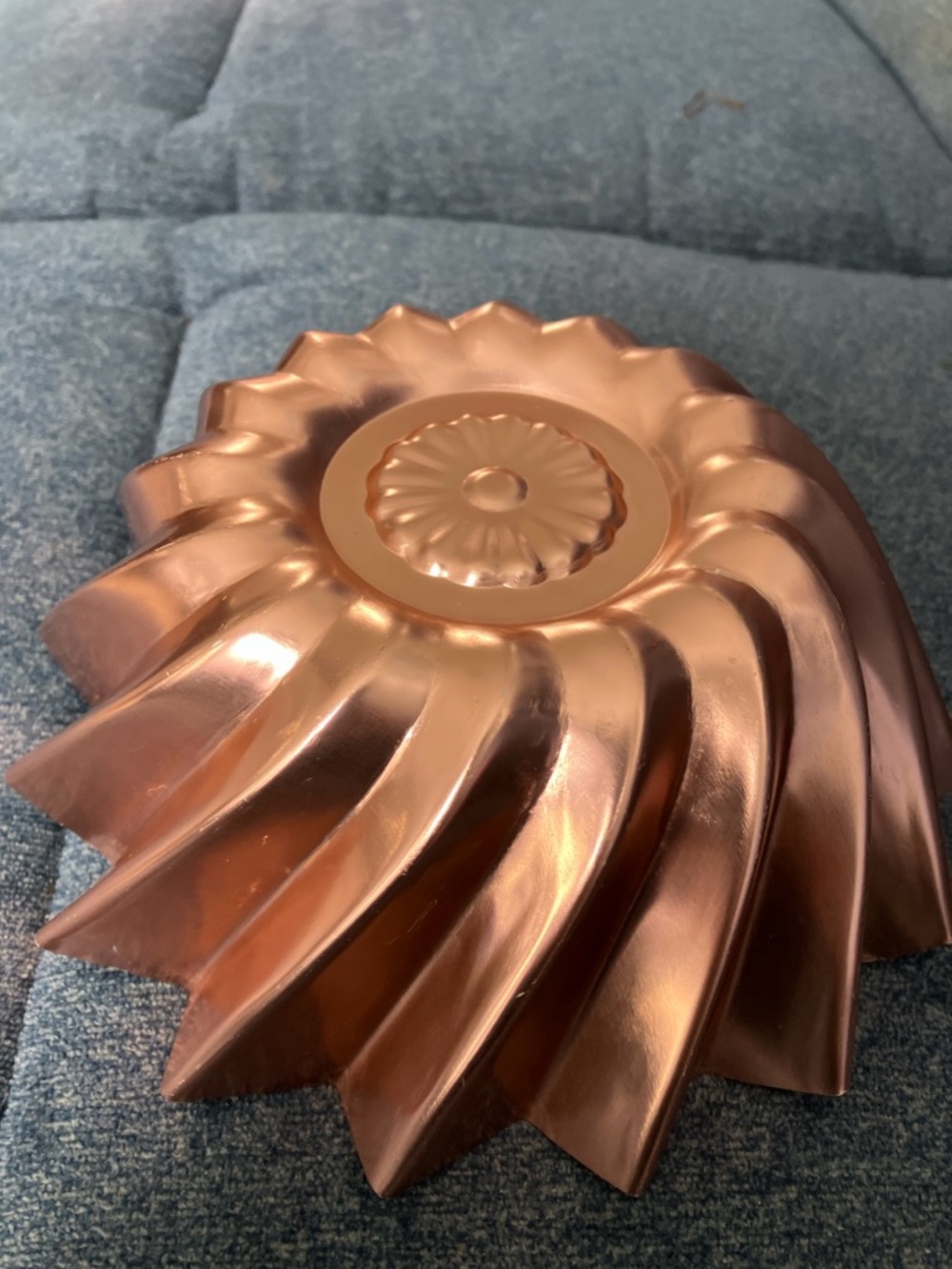 Vintage Fluted Starburst Flower Copper  Colored Aluminum Jello Cake Candy Mold